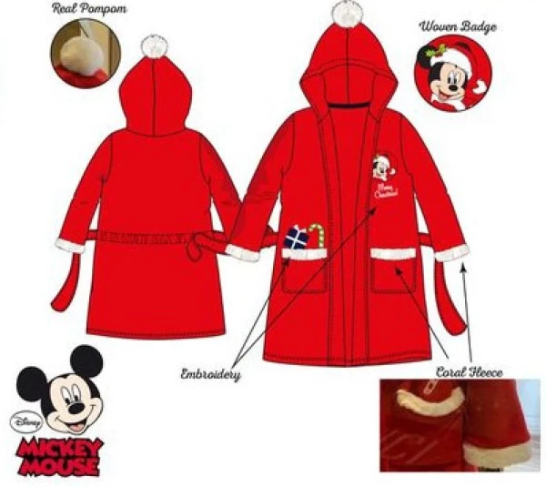Disney Mickey Red Karácsonyi gyerek köntös