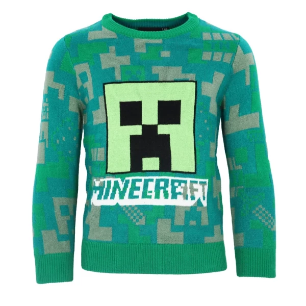 Minecraft Green gyerek kötött pulóver