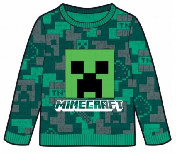 Minecraft Green gyerek kötött pulóver