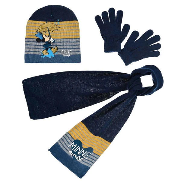 Disney Minnie Rain Blue gyerek sapka + sál + kesztyű szett