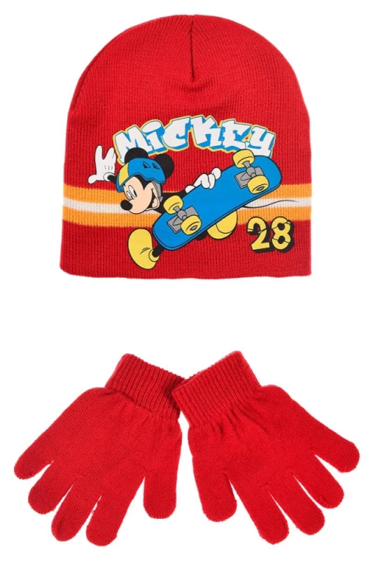 Disney Mickey Skate Red gyerek sapka + kesztyű szett